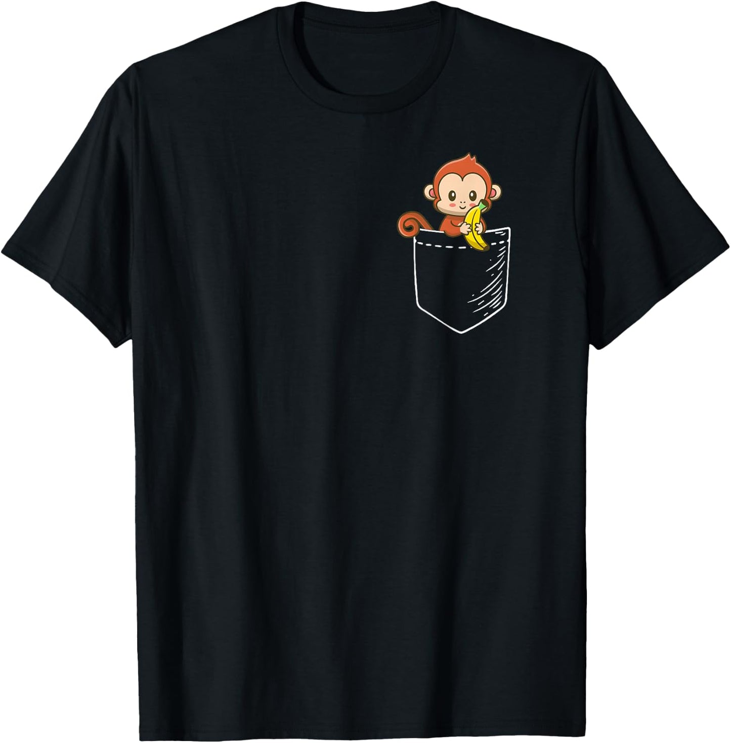 Boys Girls Kids Pet Monkey Banana Lover in a Pocket T-Shirt - T-Shirt | Black