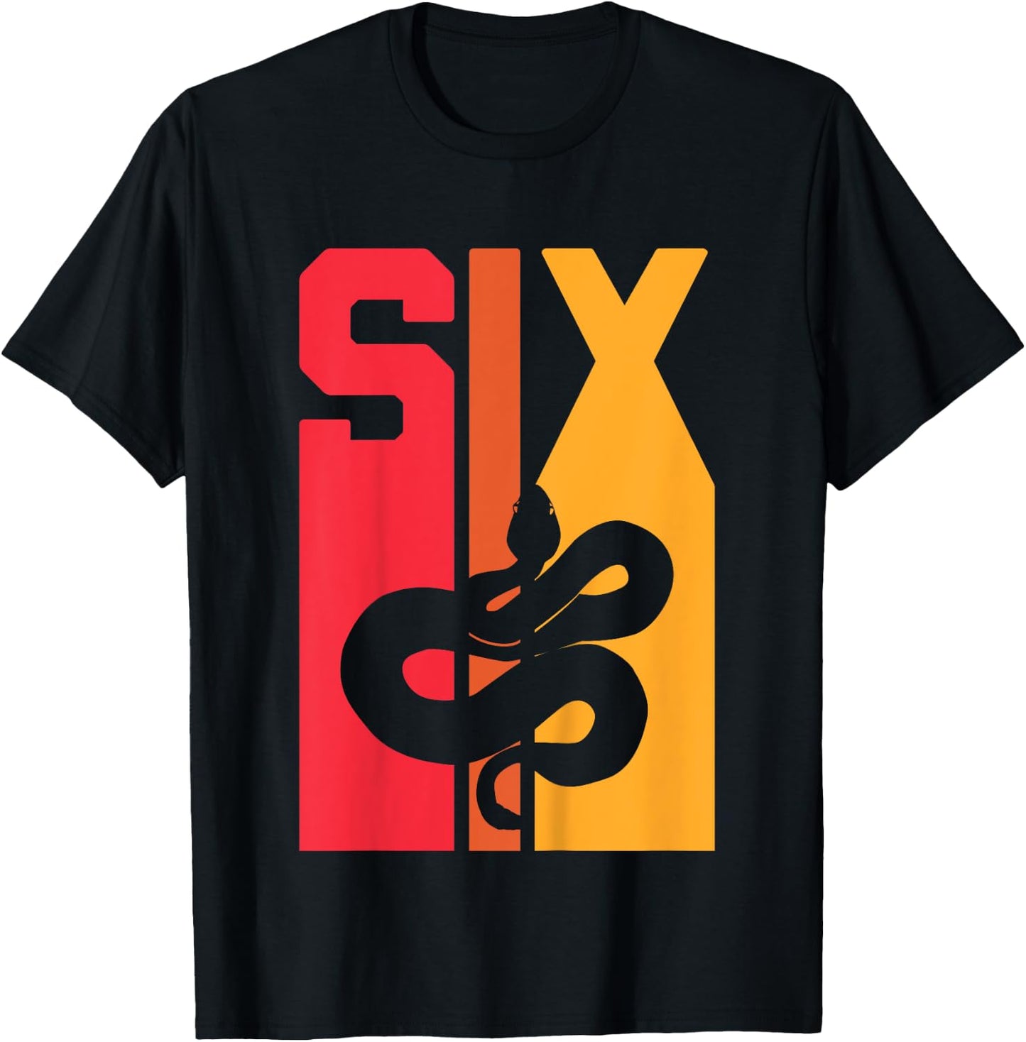 6th Birthday Vintage Snake Lover Pet Reptile 6 Years Old T-Shirt - T-Shirt | Black