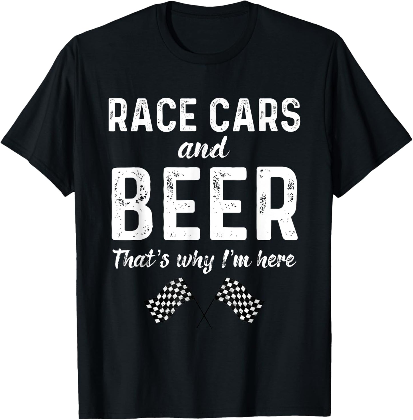 Race Cars Women Racing Checkered Flag Men Fast Cars Beer T-Shirt - T-Shirt | Black