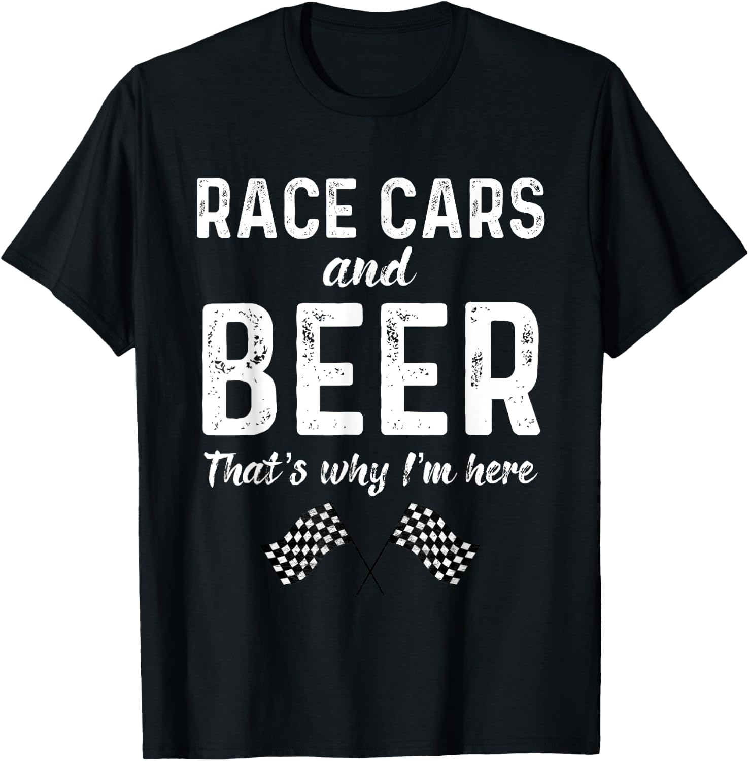 Race Cars Women Racing Checkered Flag Men Fast Cars Beer T-Shirt - T-Shirt | Black