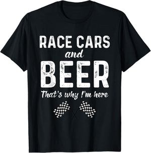 Race Cars Women Racing Checkered Flag Men Fast Cars Beer T-Shirt - T-Shirt | Black