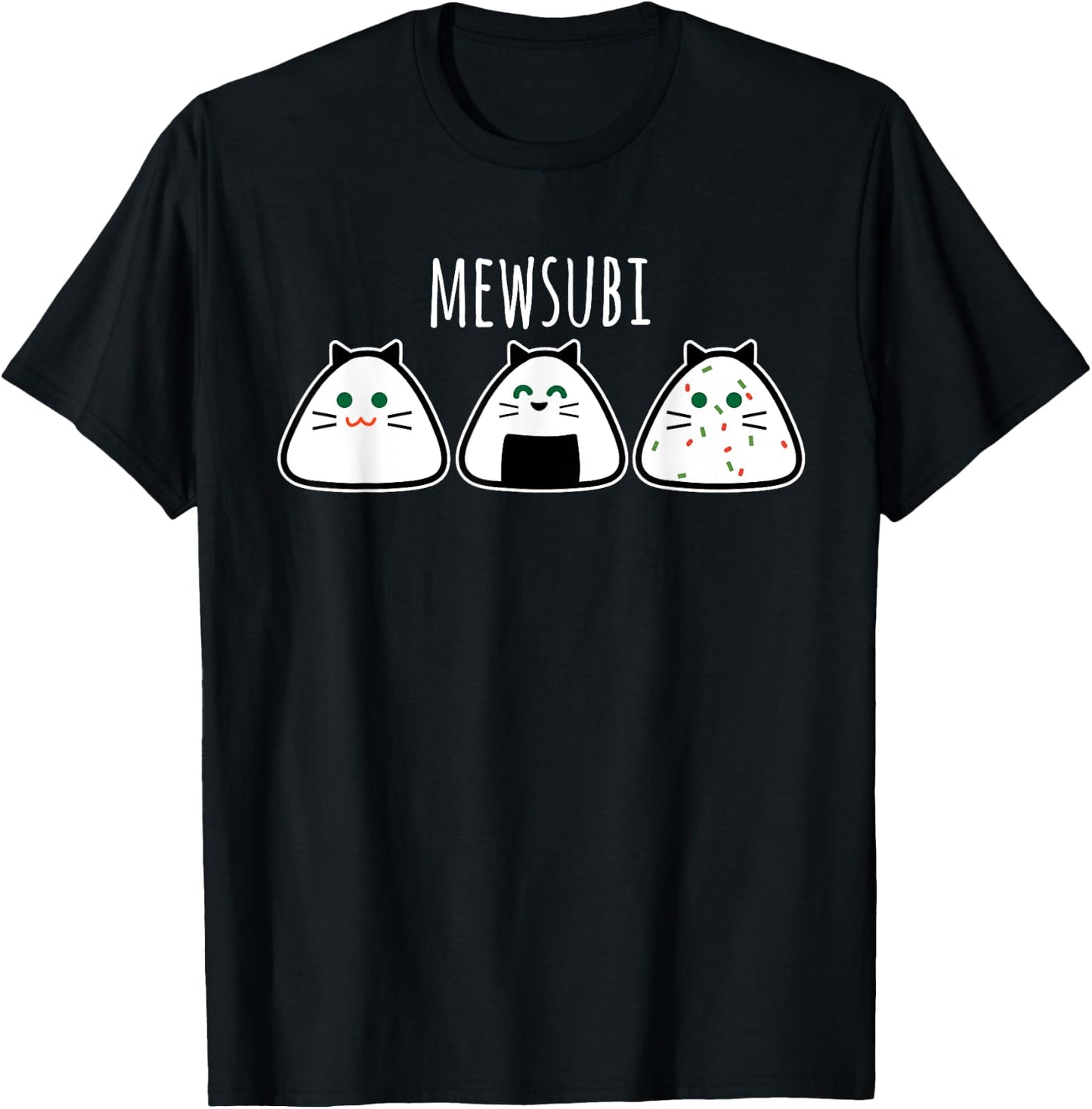 Funny Cat Musubi Men Women T-Shirt - T-Shirt | Black