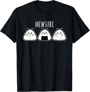 Funny Cat Musubi Men Women T-Shirt - T-Shirt | Black