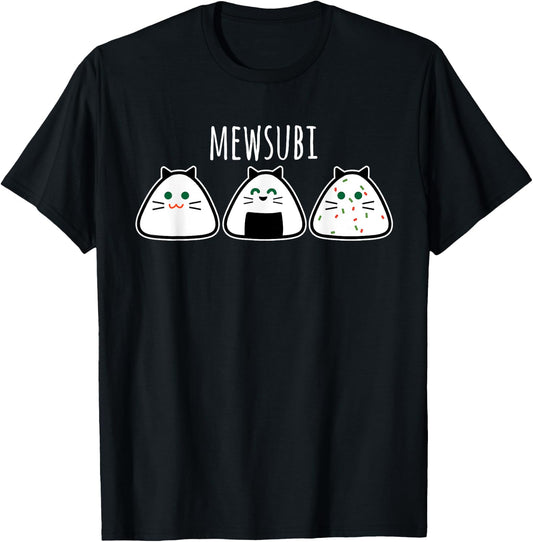 Funny Cat Musubi Men Women T-Shirt - T-Shirt | Black
