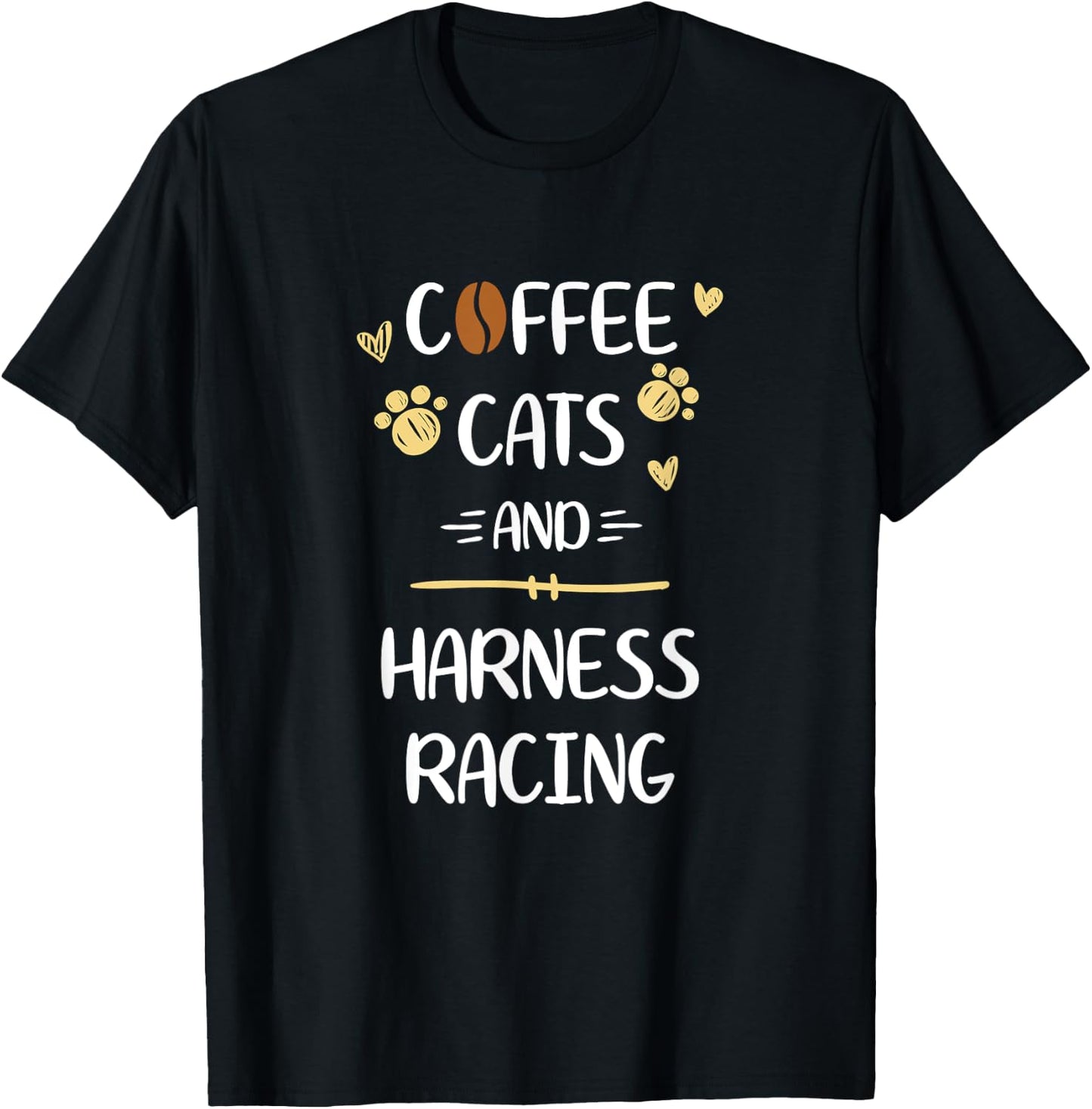 Coffee Cats and Harness Racing Horse Riding Race T-Shirt - T-Shirt | Black