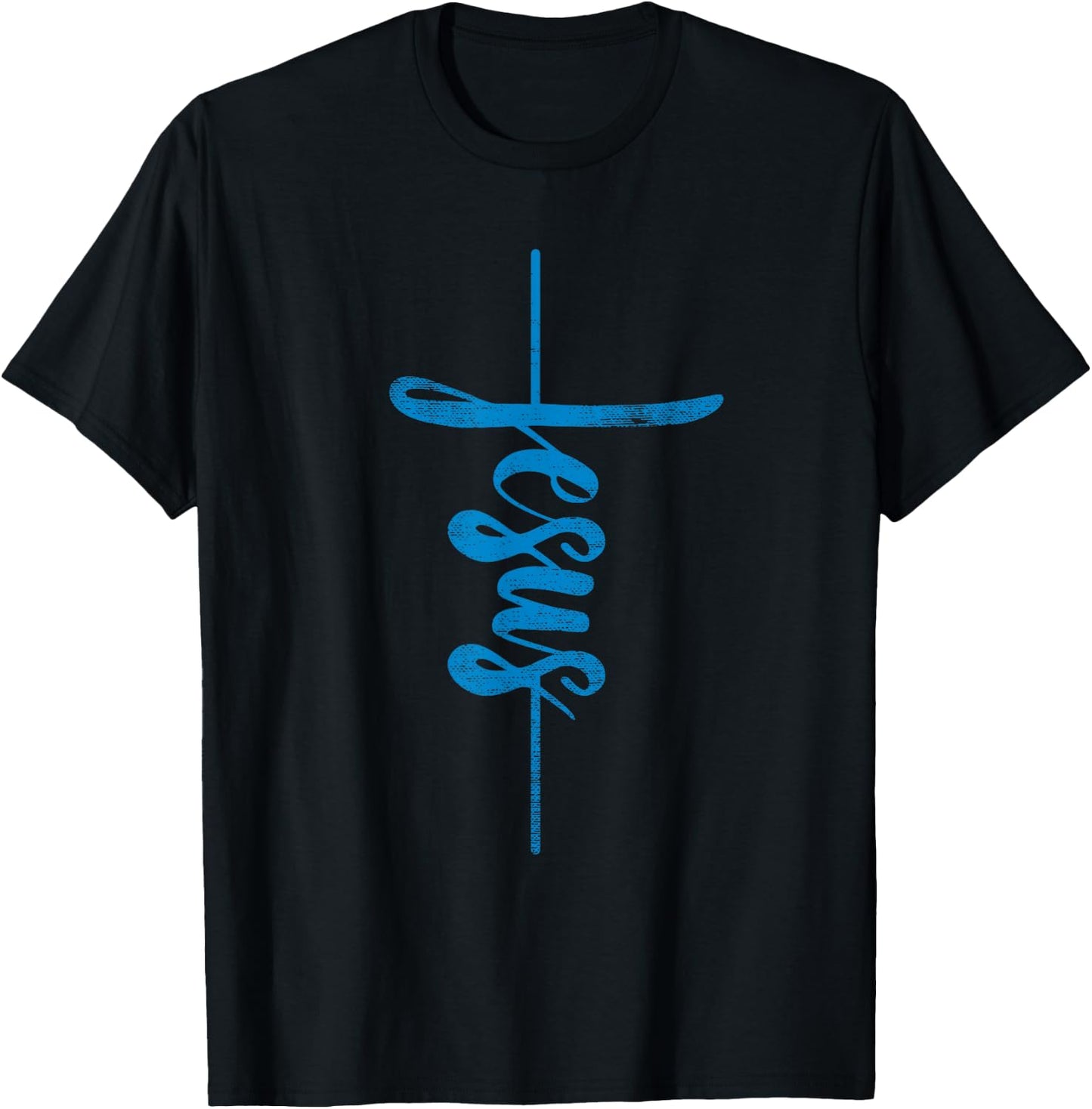Jesus Christian Cross Art Cursive Inspiring Gift Men Women T-Shirt - T-Shirt | Black