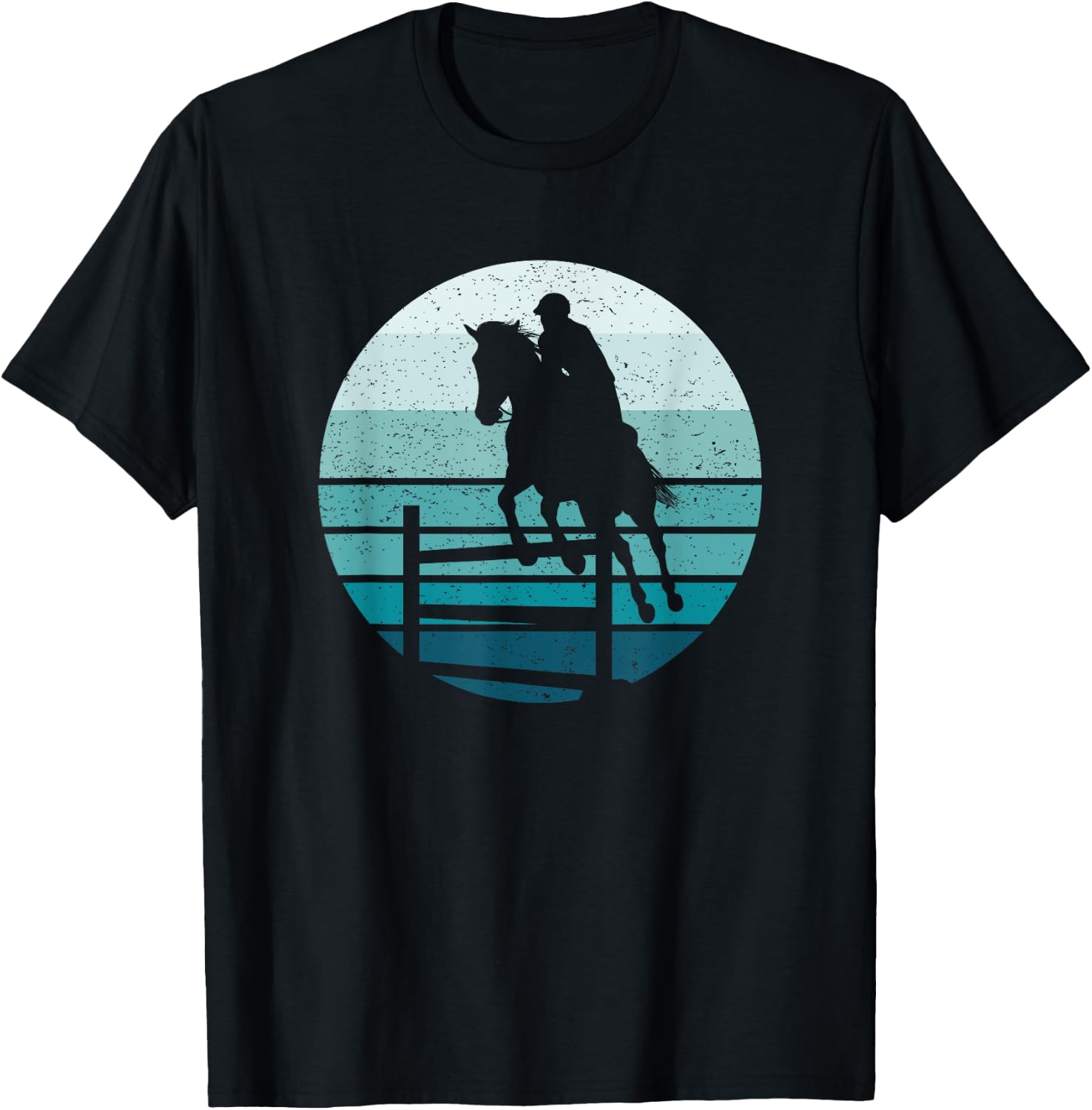 Equestrian Horse Show Jumping Retro T-Shirt - T-Shirt | Black