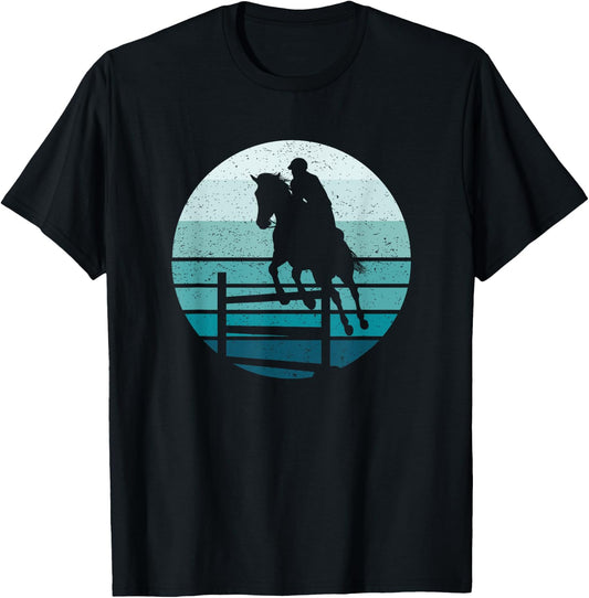 Equestrian Horse Show Jumping Retro T-Shirt - T-Shirt | Black