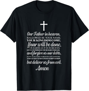 The Lord's Prayer Our Father Cross Prayer God Christian T-Shirt - T-Shirt | Black