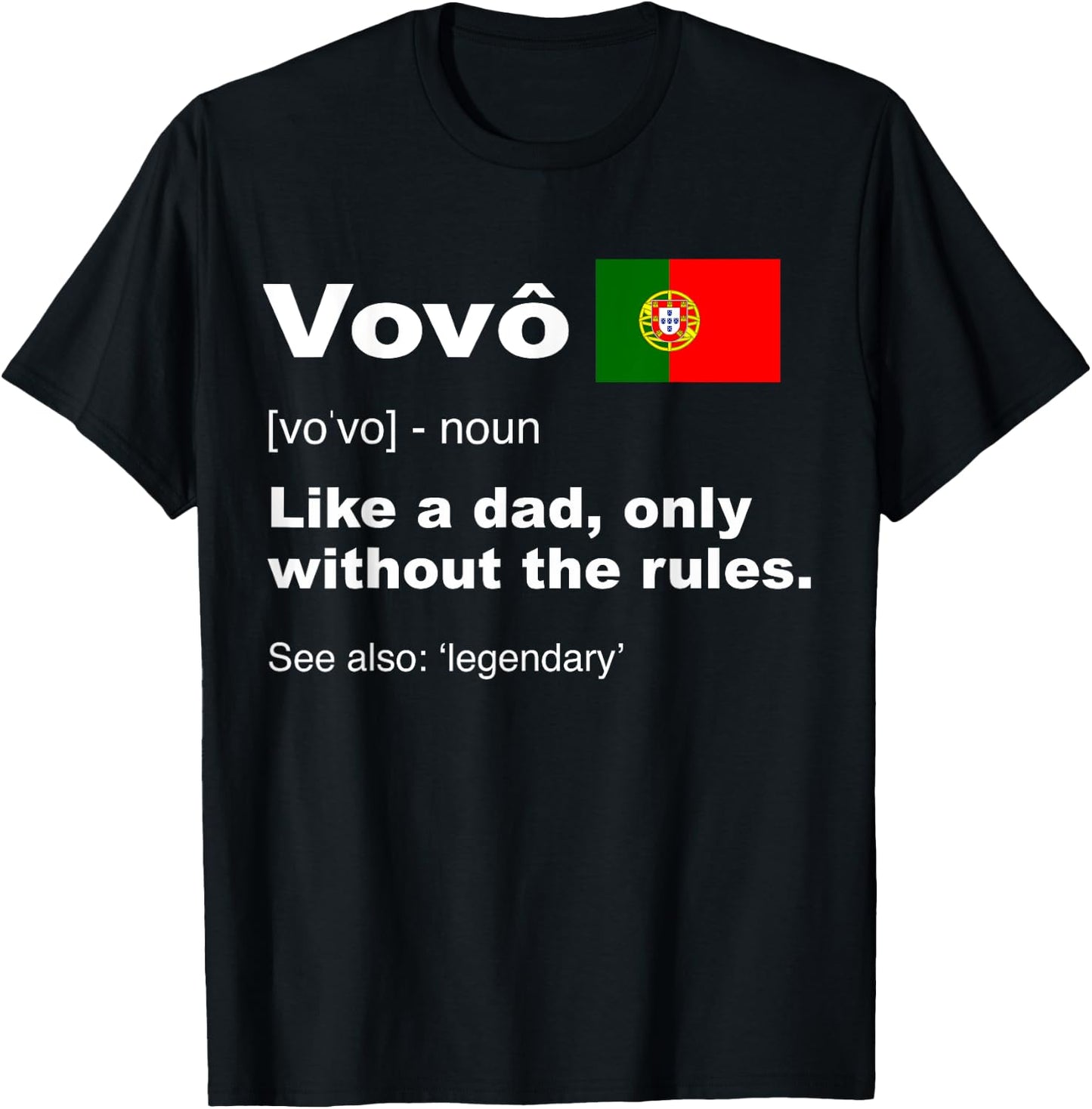 Proud Portugues Vovo Camisa Funny Portuguese Grandfather T-Shirt - T-Shirt | Black