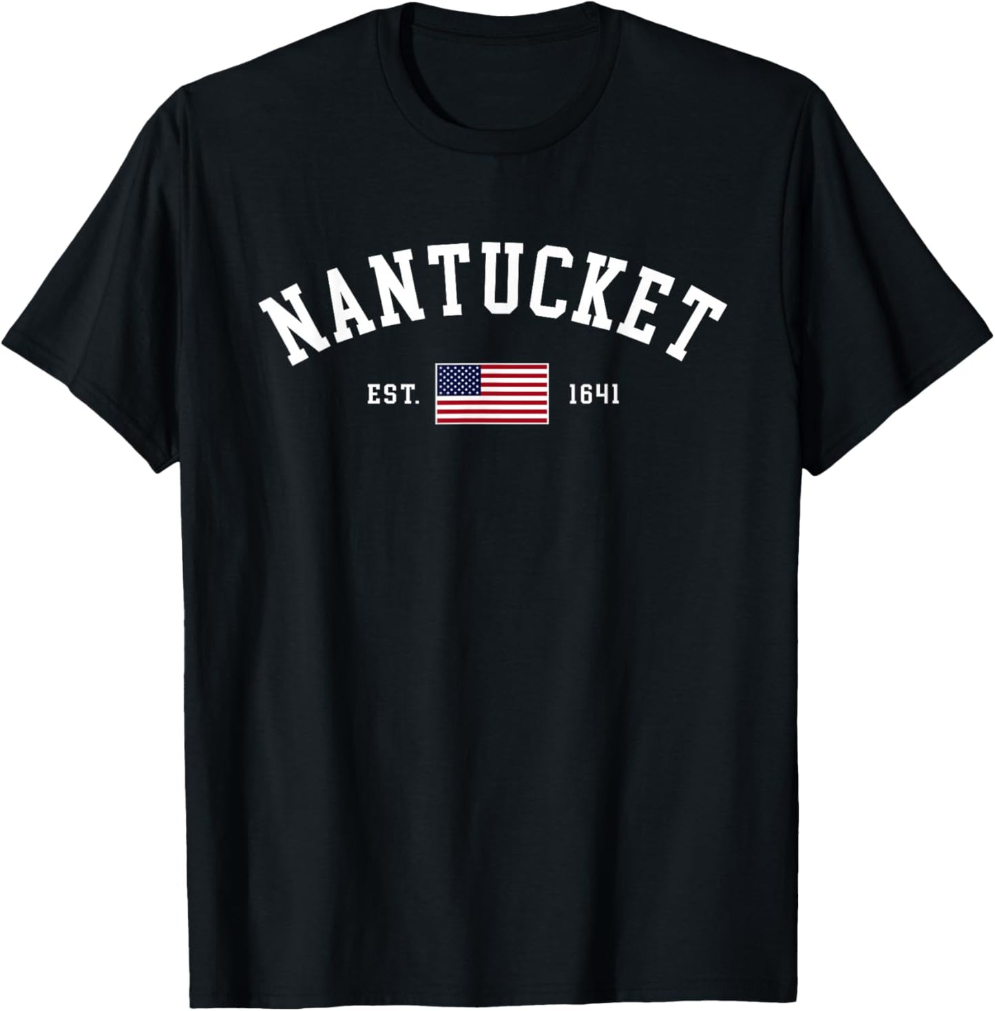 Nantucket Massachusetts July 4th US Flag Retro Throwback T-Shirt - T-Shirt | Black