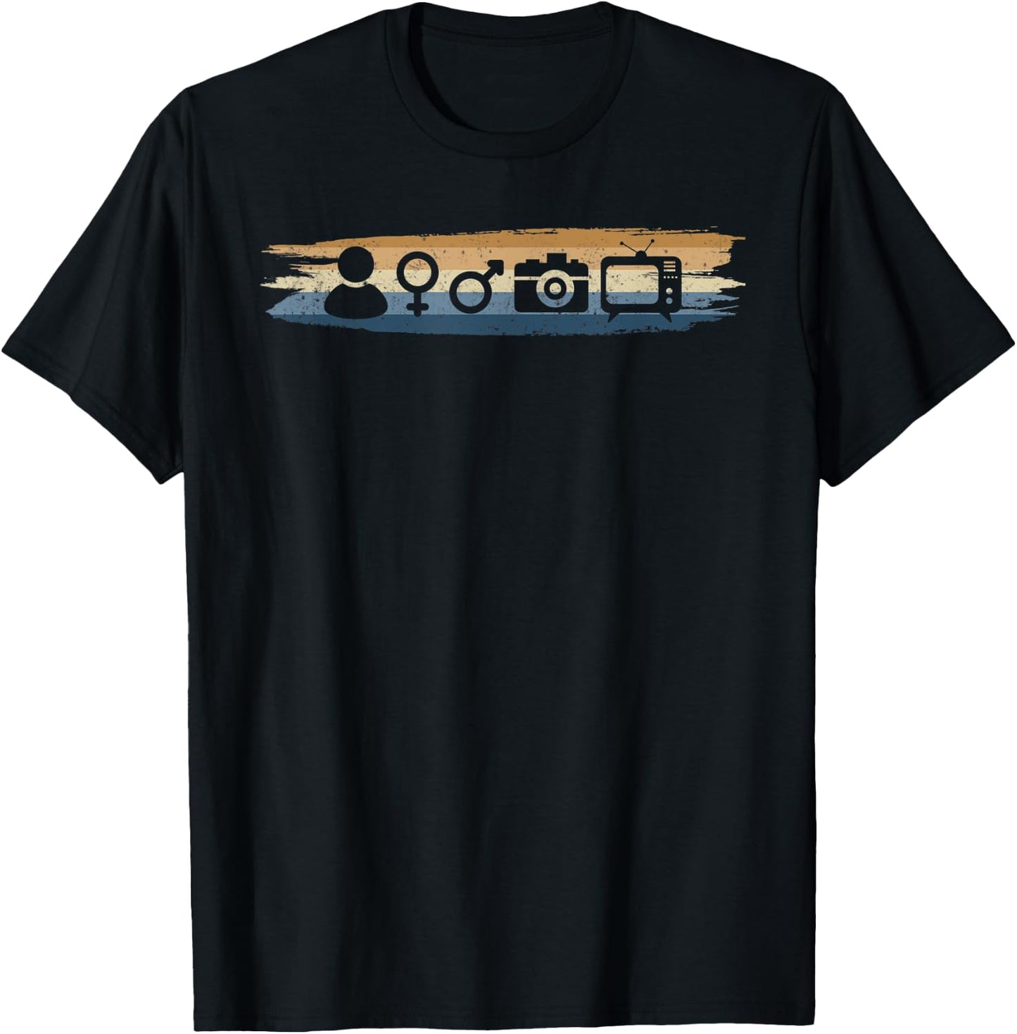 Person Woman Man Camera TV Retro Funny Gift T-Shirt - T-Shirt | Black