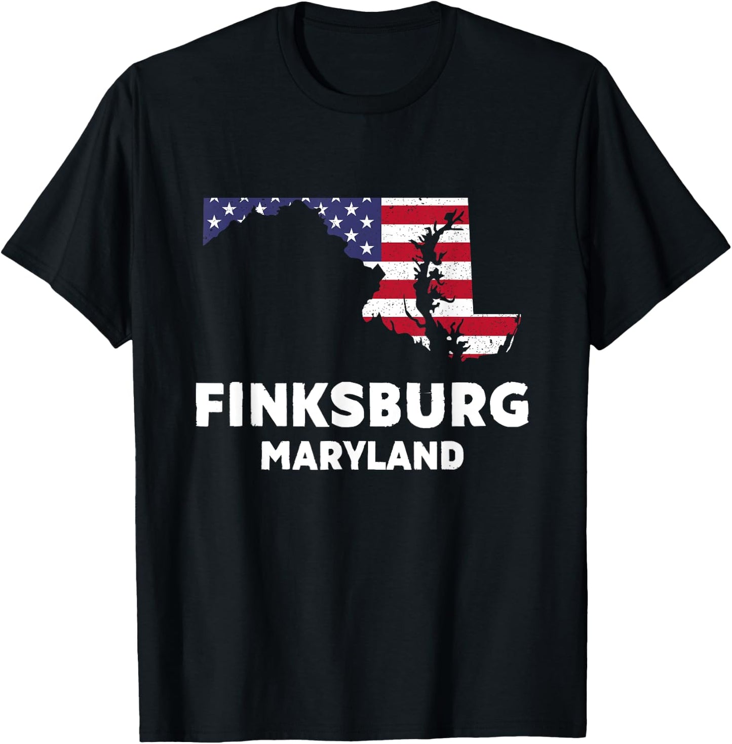 Distressed Patriotic USA Flag Finksburg, Maryland T-Shirt - T-Shirt | Black