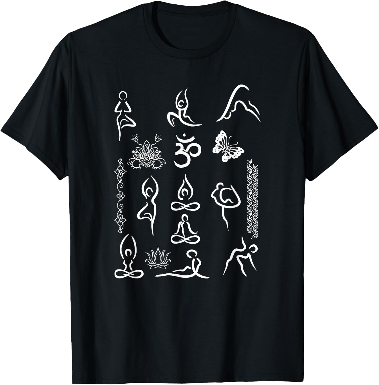 Yoga Lotus Position Asana Om Namaste Yogi Meditation Gift T-Shirt - T-Shirt | Black