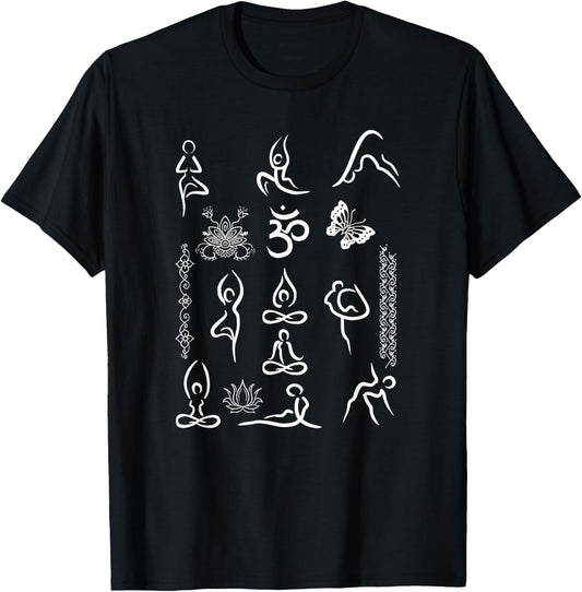 Yoga Lotus Position Asana Om Namaste Yogi Meditation Gift T-Shirt - T-Shirt | Black