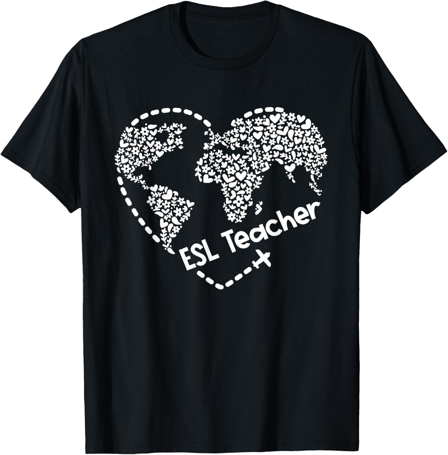 ESL Teacher ESOL Student Cute Heart Shape English Teacher T-Shirt - T-Shirt | Black