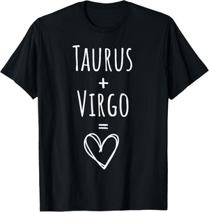 Taurus and Virgo Couple Matching Zodiac Sign T-Shirt - T-Shirt | Black