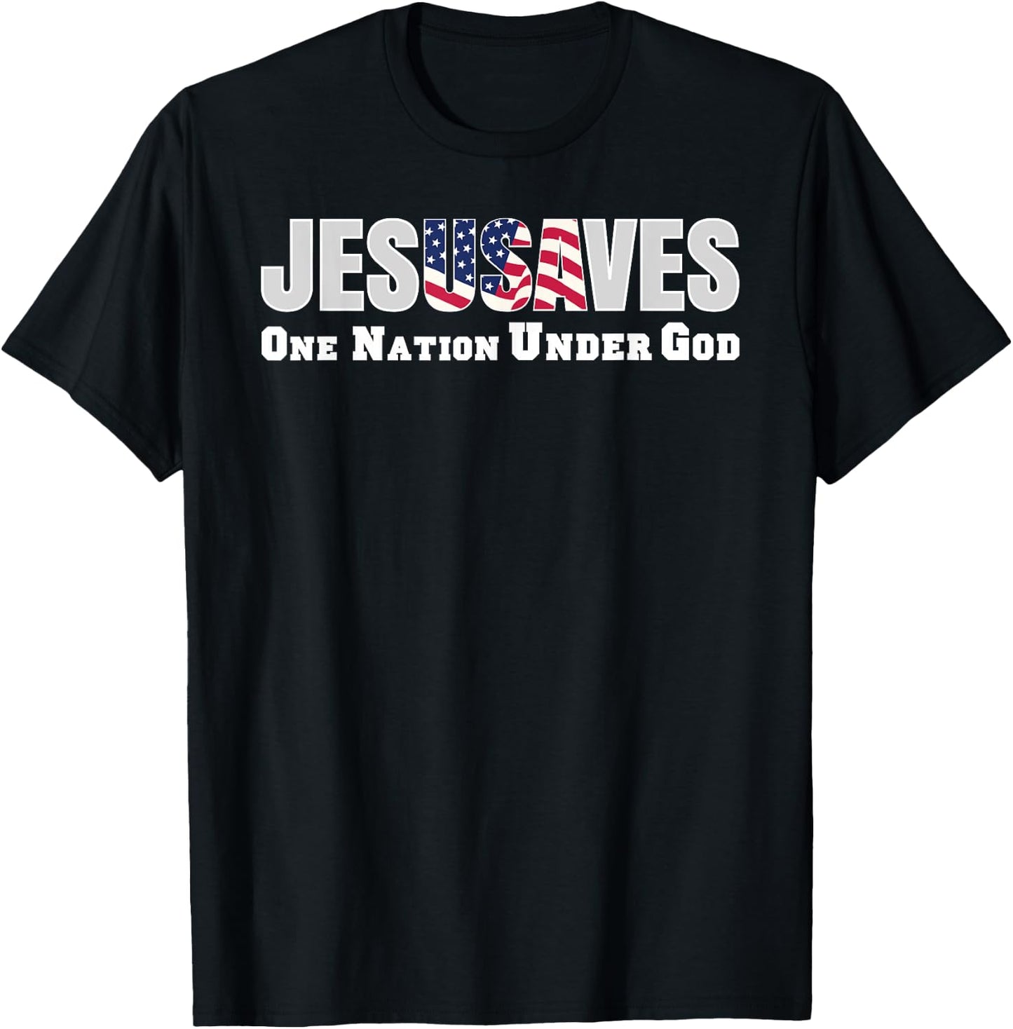 Jesus Saves USA One Nation Under God Christian Bible Pray T-Shirt - T-Shirt | Black