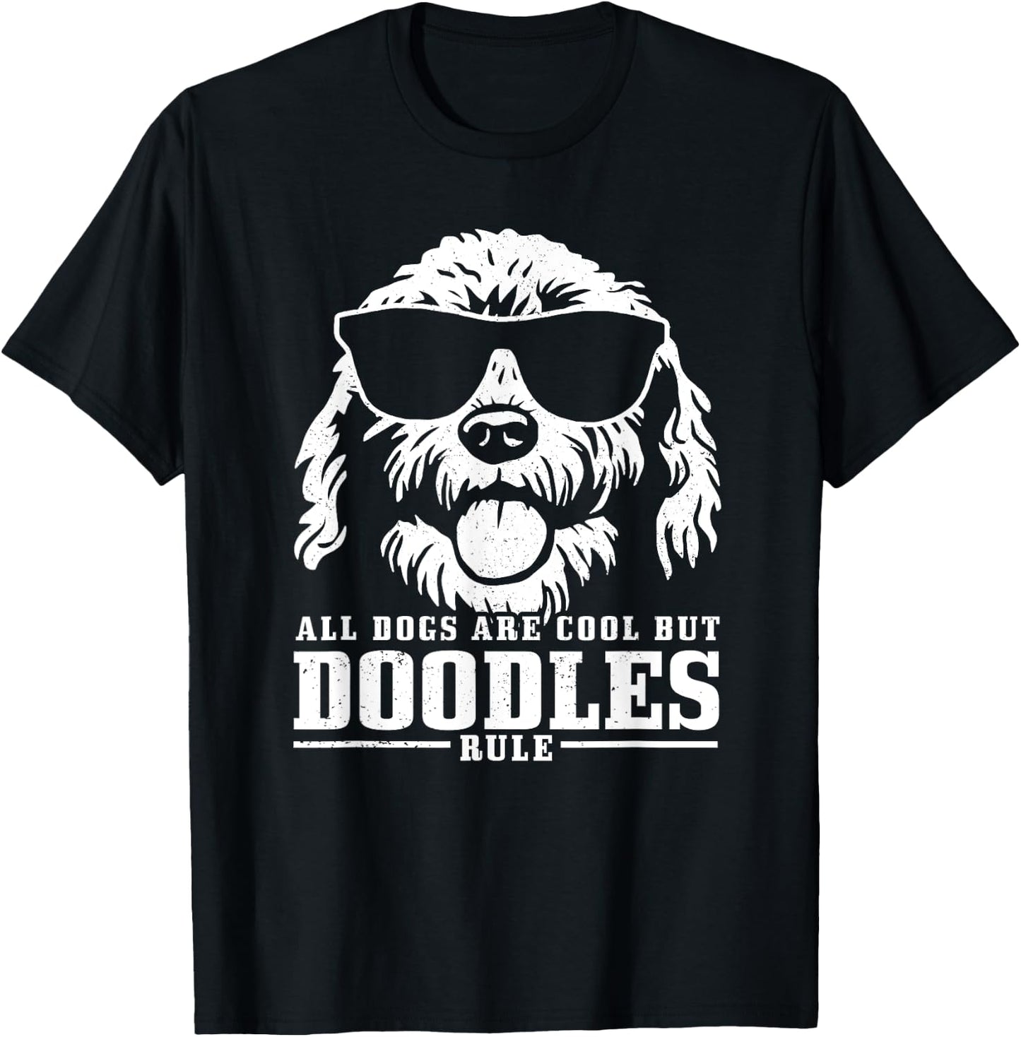 We Love Doodle Dogs - Goldendoodle Apparel Co. -Adults Black Cartoon Dog Pattern T-Shirt - T-Shirt | Black