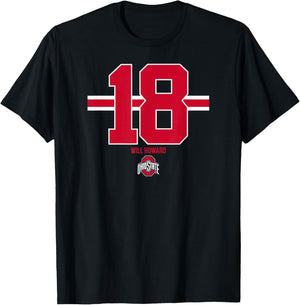Ohio State Football: Will Howard 18 T-Shirt - T-Shirt | Black