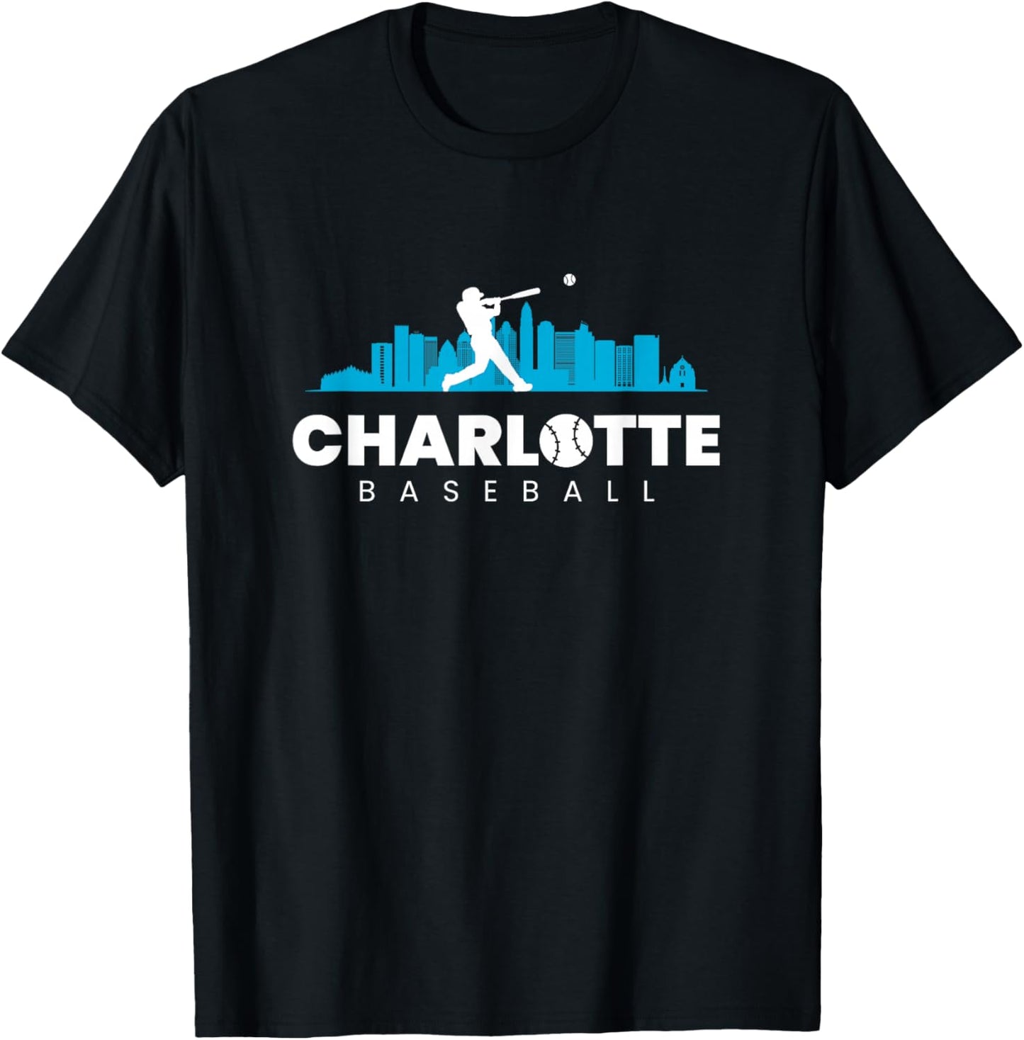 Charlotte Baseball Vintage Minimalist Retro Baseball Lover T-Shirt - T-Shirt | Black