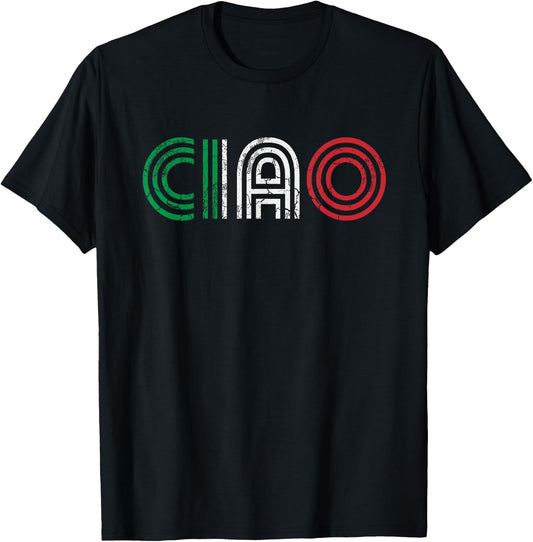 Ciao Italian Italia Italy Italiano Retro Hello Family T-Shirt - T-Shirt | Black
