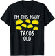 Kids I'm This Many Tacos Old 7th Birthday Taco Themed Party Funny T-Shirt - T-Shirt | Black
