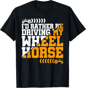 Farmer Wheel Horse Farming Tractor T-Shirt - T-Shirt | Black