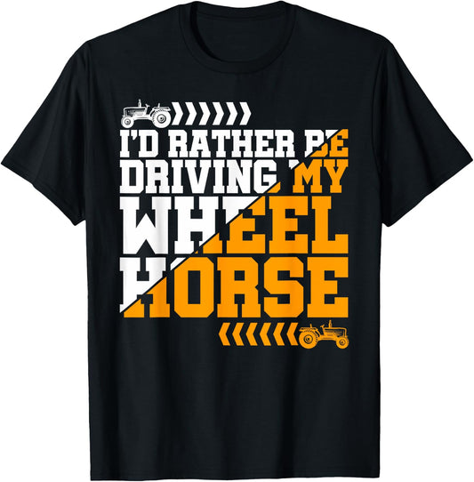 Farmer Wheel Horse Farming Tractor T-Shirt - T-Shirt | Black