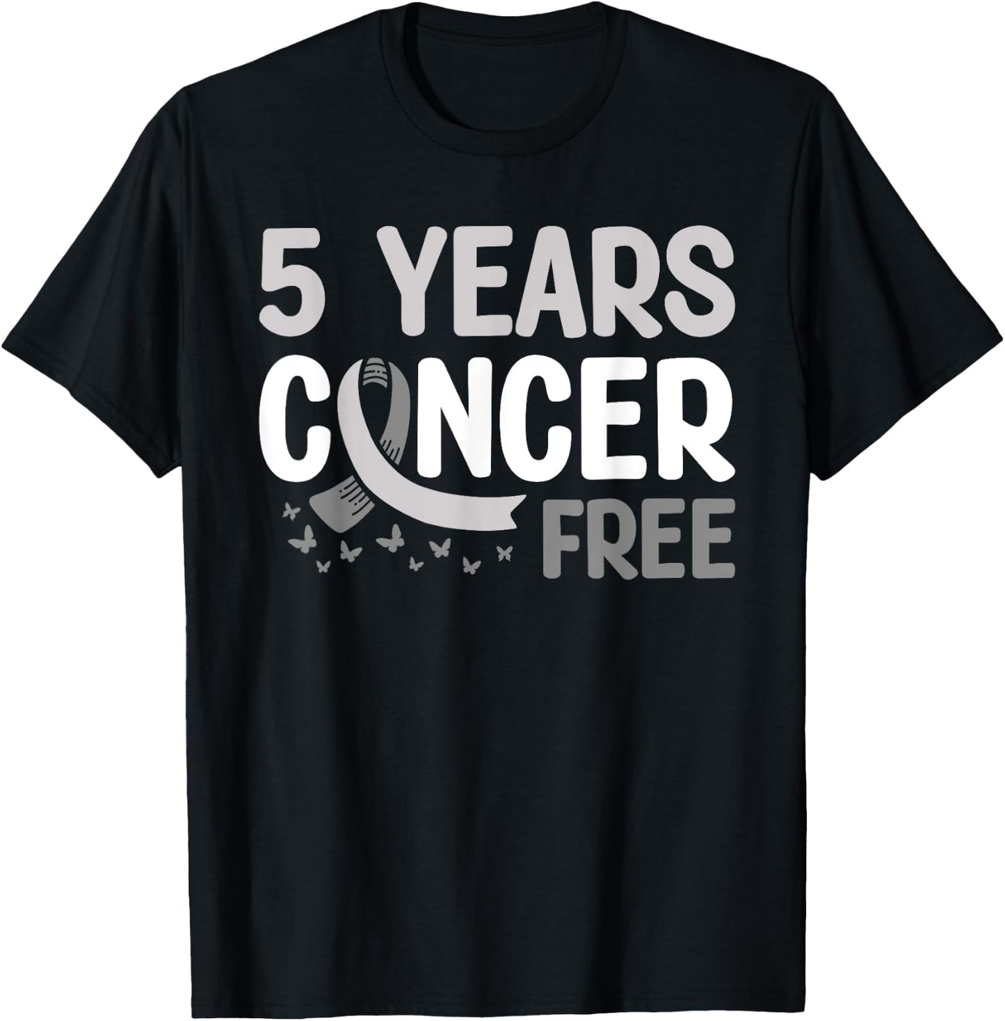 Brain Tumor Cancer Awareness 5 Years Cancer Free T-Shirt - T-Shirt | Black