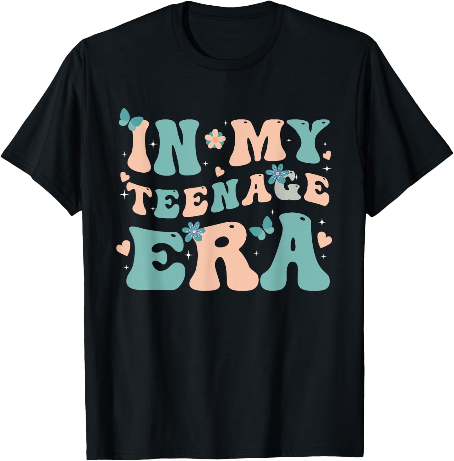 In My Teenage Era Retro Groovy 13 to 19 years Teenager T-Shirt - T-Shirt | Black