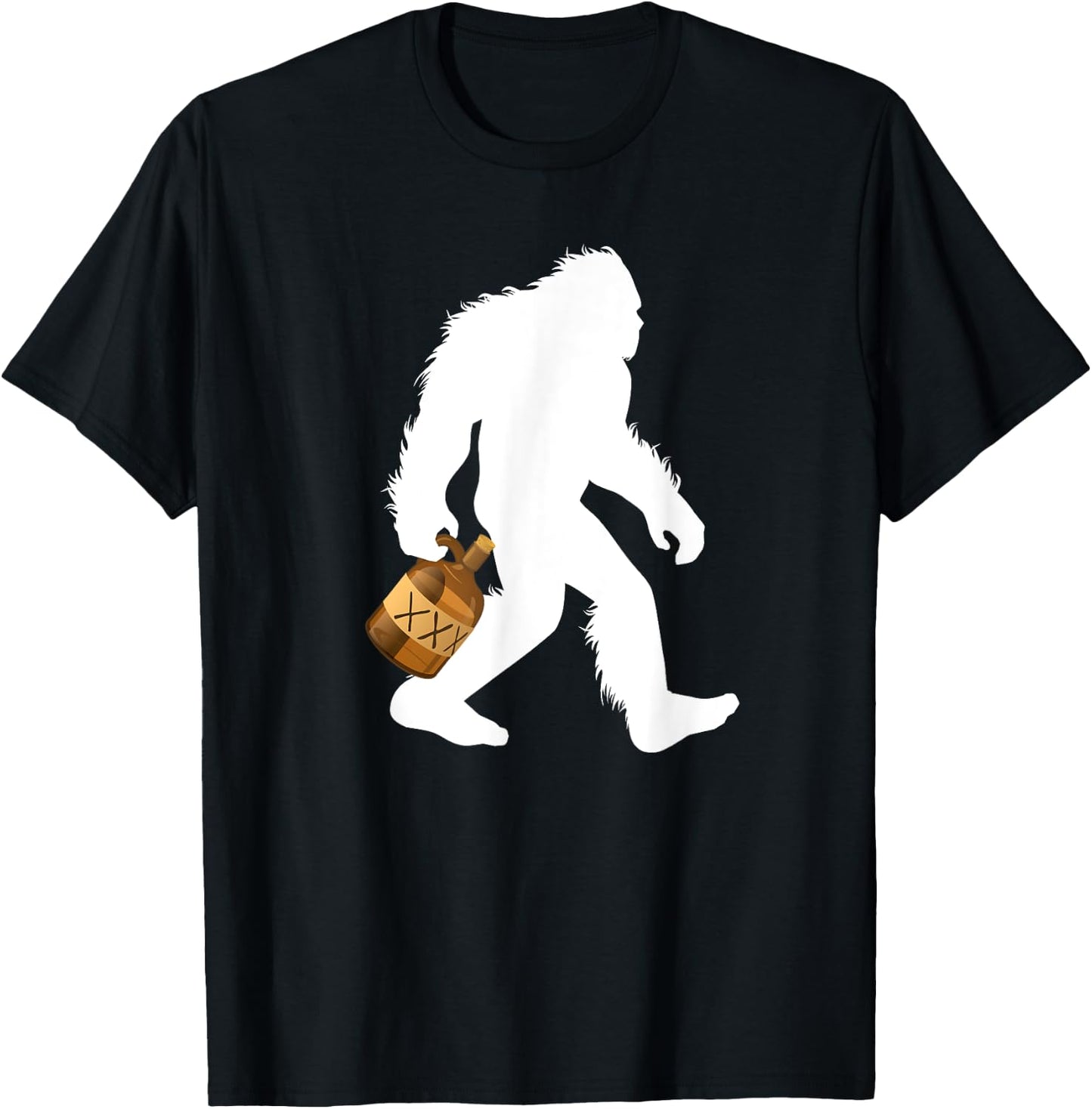 Bigfoot With Moonshine Jug Drinking Sasquatch Moonshiner T-Shirt - T-Shirt | Black