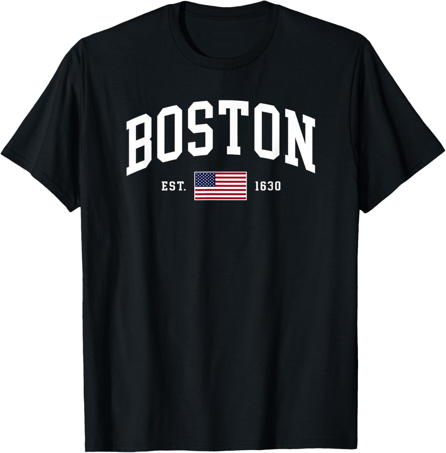 Boston Massachusetts July 4th US Flag Retro Throwback T-Shirt - T-Shirt | Black