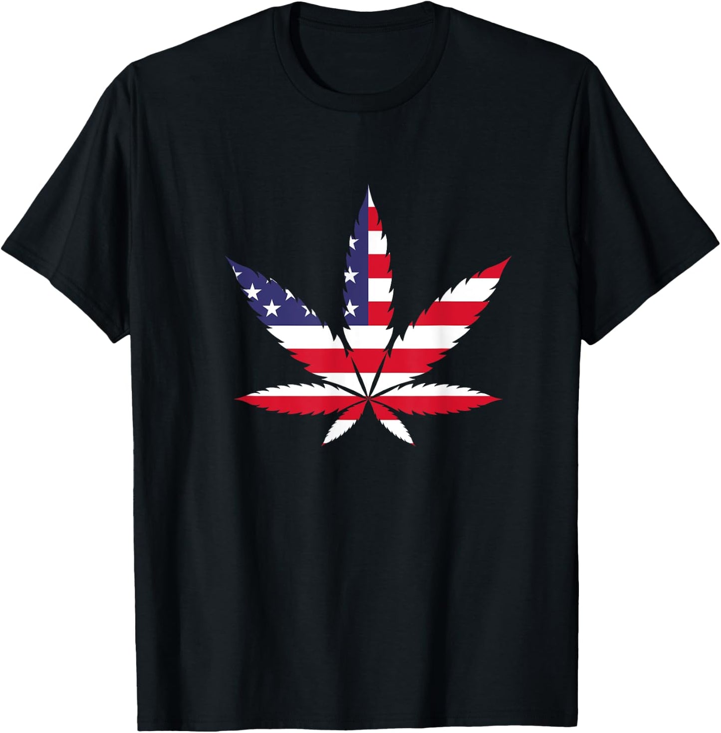Marijuana USA Flag Weed Cannabis Smoker Pot Stoner Hemp 420 Men T-Shirt - T-Shirt | Black