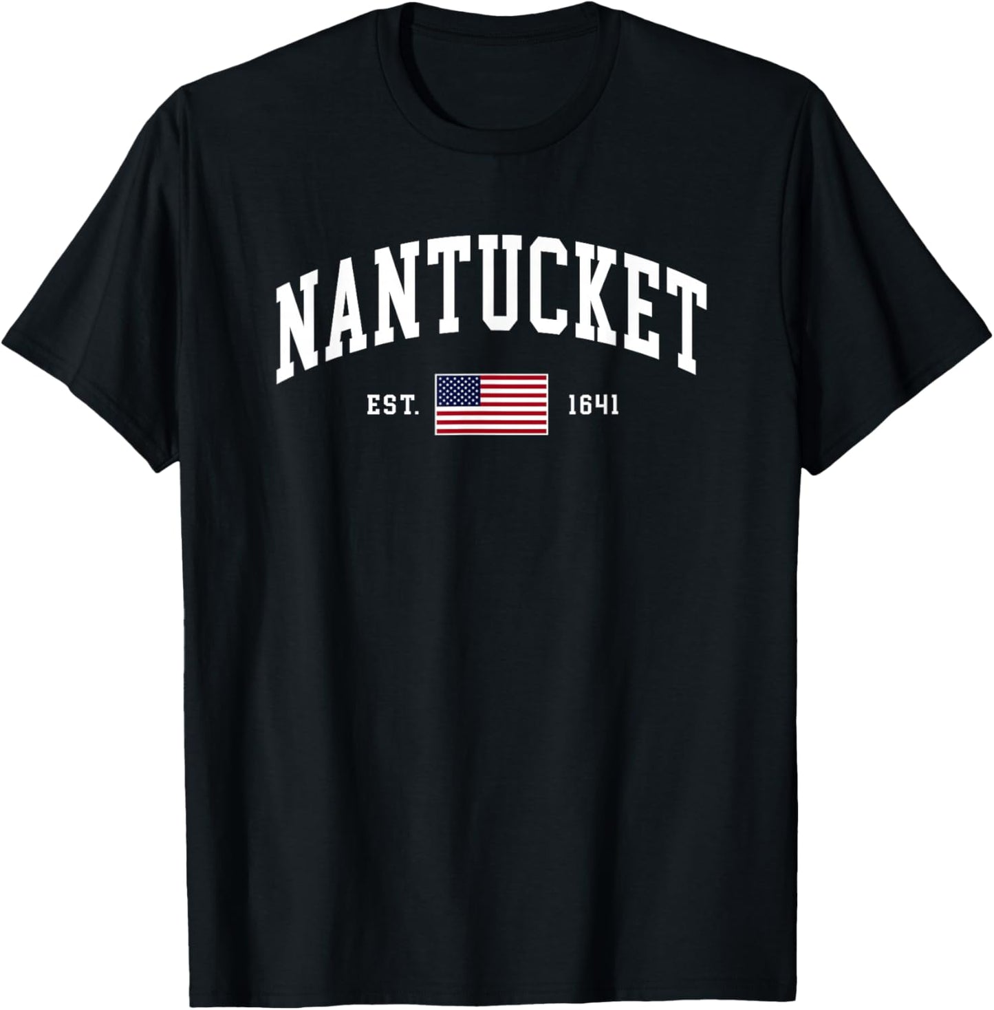 Nantucket Massachusetts July 4th US Flag Retro Throwback T-Shirt - T-Shirt | Black