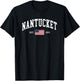Nantucket Massachusetts July 4th US Flag Retro Throwback T-Shirt - T-Shirt | Black