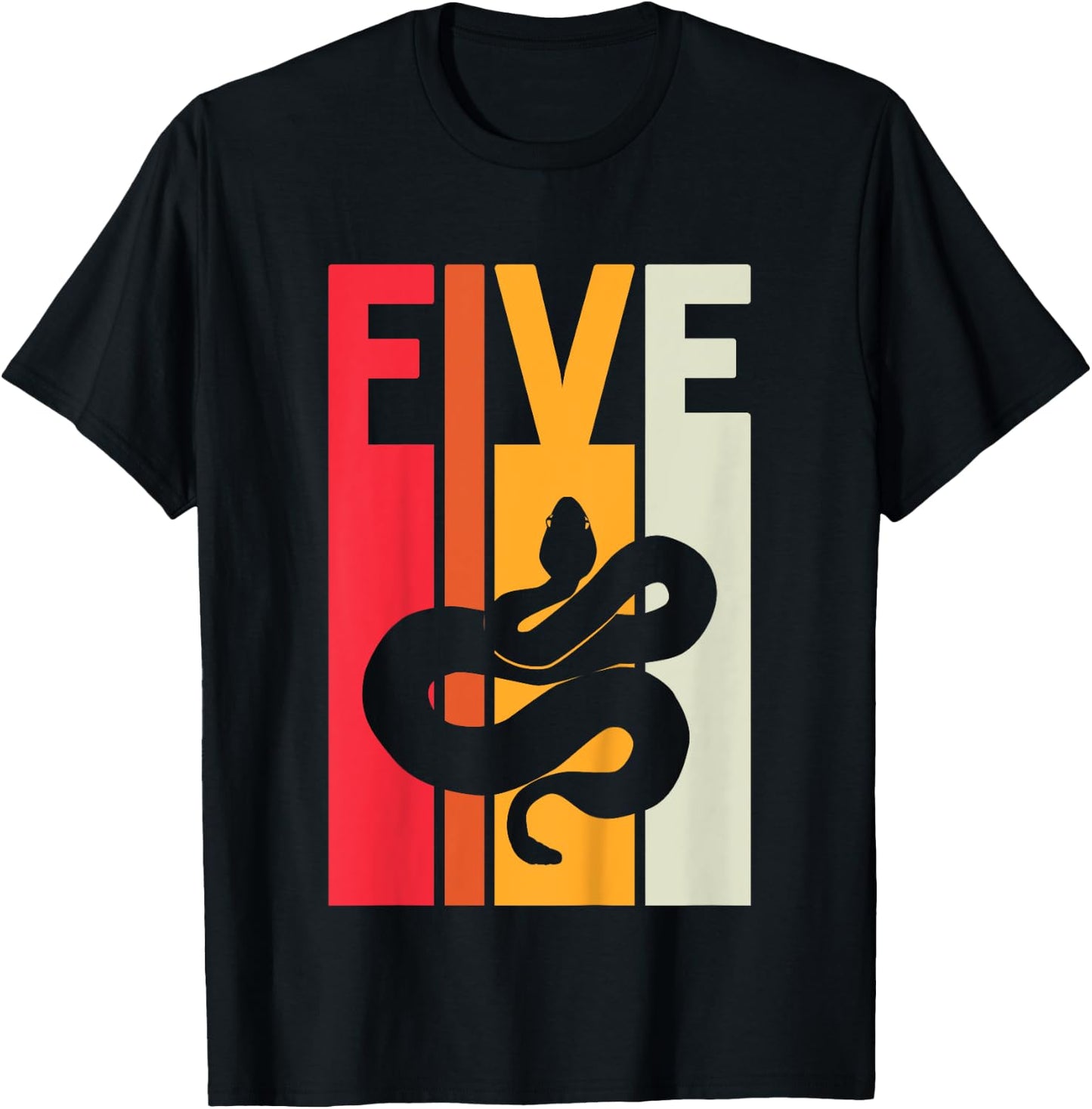 5th Birthday Vintage Snake Lover Pet Reptile 5 Years Old T-Shirt - T-Shirt | Black