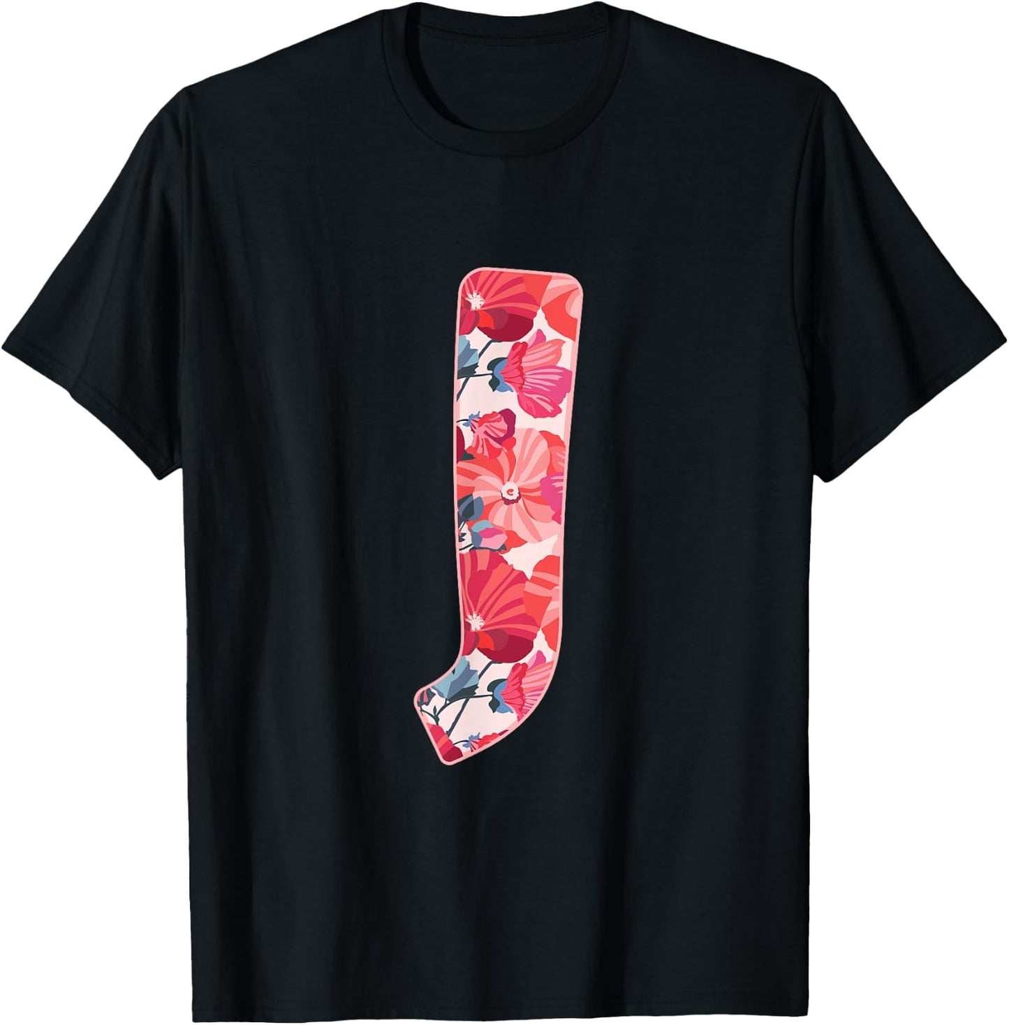 Letter J Alphabet First Name Consonant Flower Garden Gift T-Shirt - T-Shirt | Black