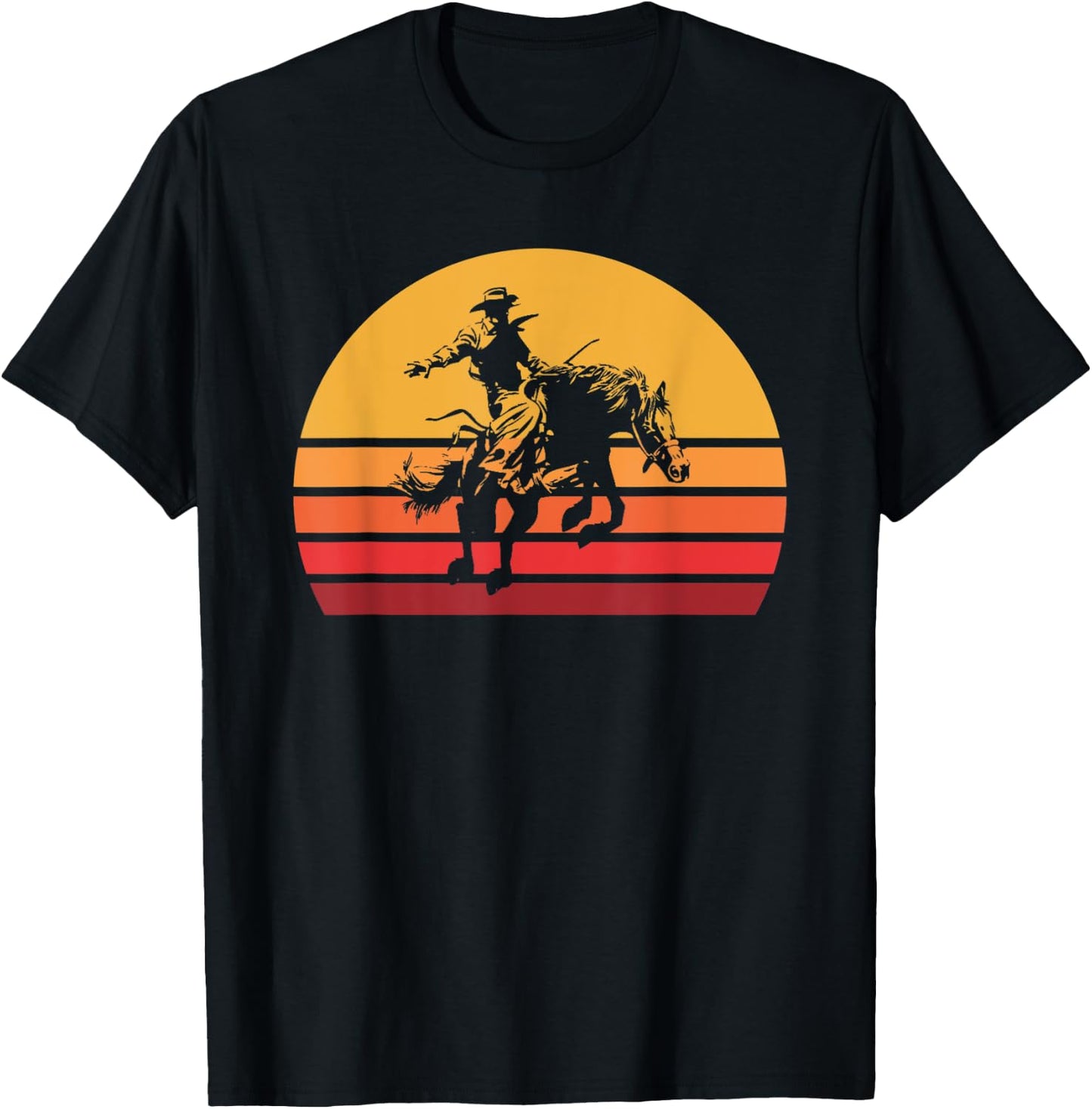 Retro Bronc Riding Vintage Bucking Horse Sporting T-Shirt - T-Shirt | Black