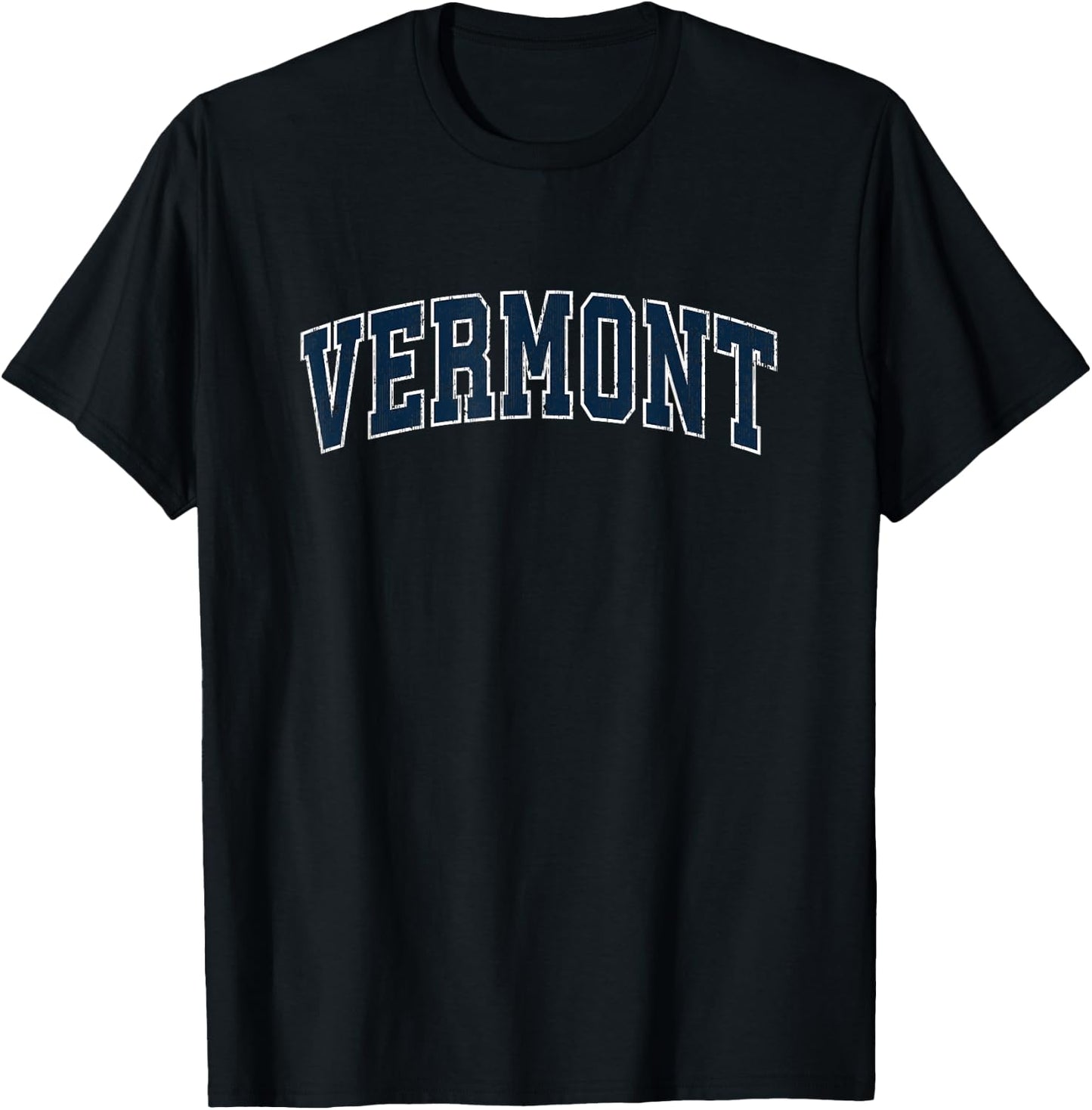 Vermont VT Vintage Sports Design Navy Design T-Shirt - T-Shirt | Black