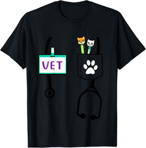 Kids Veterinarian Costume Gift Boys Girls Kids Animal Doctor Vet T-Shirt - T-Shirt | Black