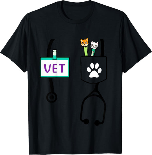 Kids Veterinarian Costume Gift Boys Girls Kids Animal Doctor Vet T-Shirt - T-Shirt | Black