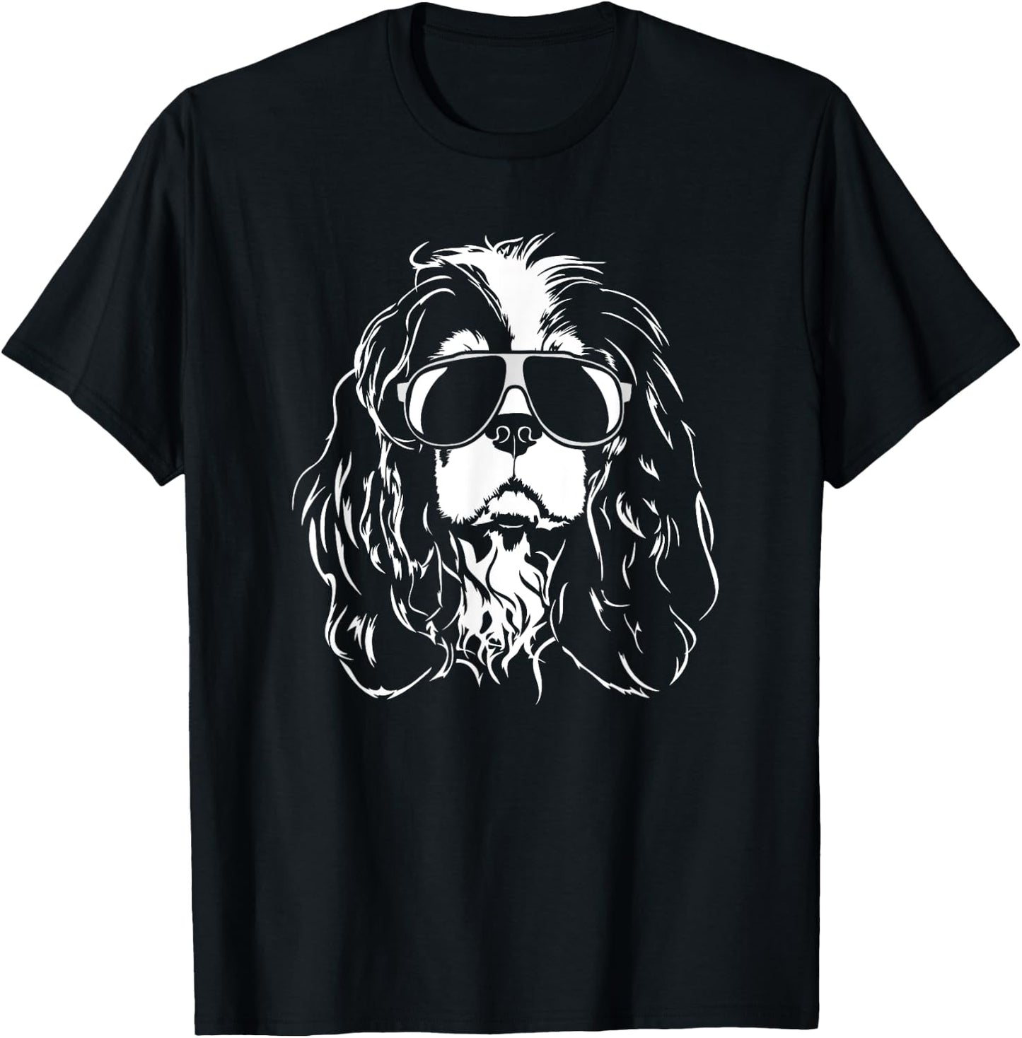 Funny Cavalier King Charles Spaniel sunglasses cool dog Men Women Girls Kids T-Shirt - T-Shirt | Black