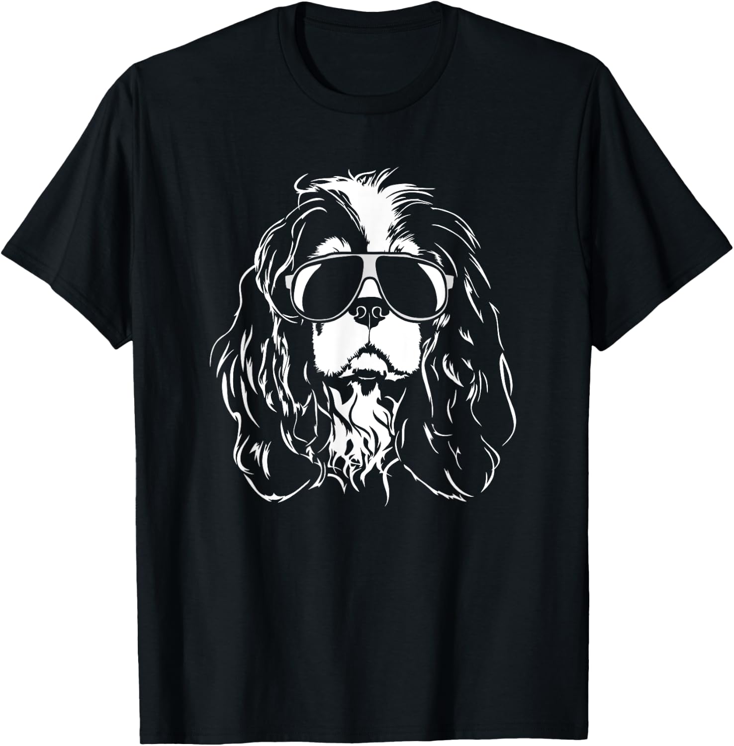 Funny Cavalier King Charles Spaniel sunglasses cool dog Men Women Girls Kids T-Shirt - T-Shirt | Black