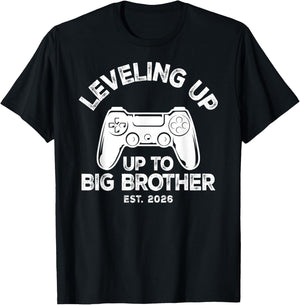 Big Bro Level Unlocked Boys Leveling Up to Big Brother 2026 T-Shirt - T-Shirt | Black