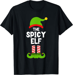 Funny The Spicy Elf Christmas Family Party Pajama T-Shirt - T-Shirt | Black