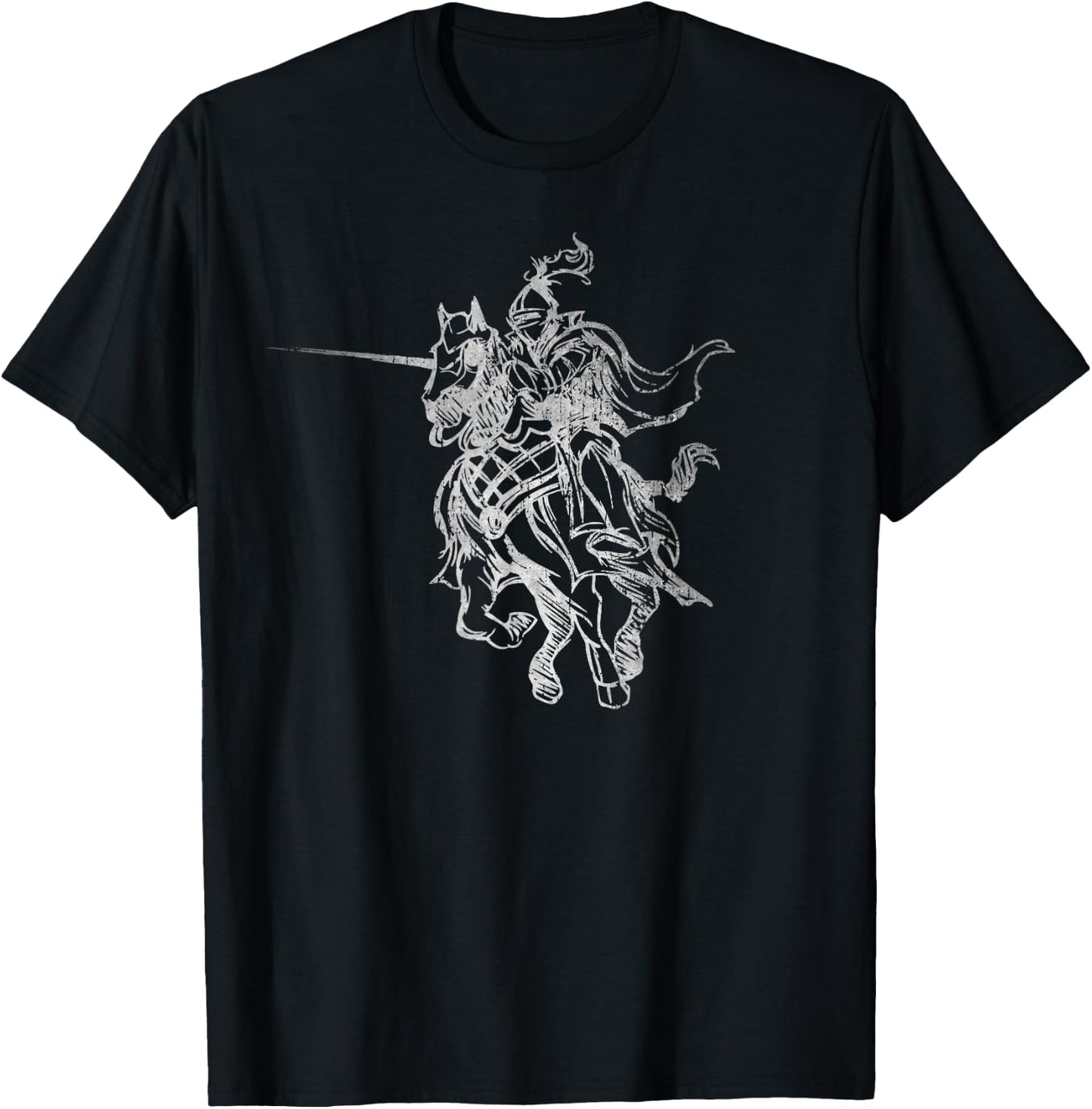 Medieval Knight Armor Riding Horse Jousting Retro Vintage T-Shirt - T-Shirt | Black