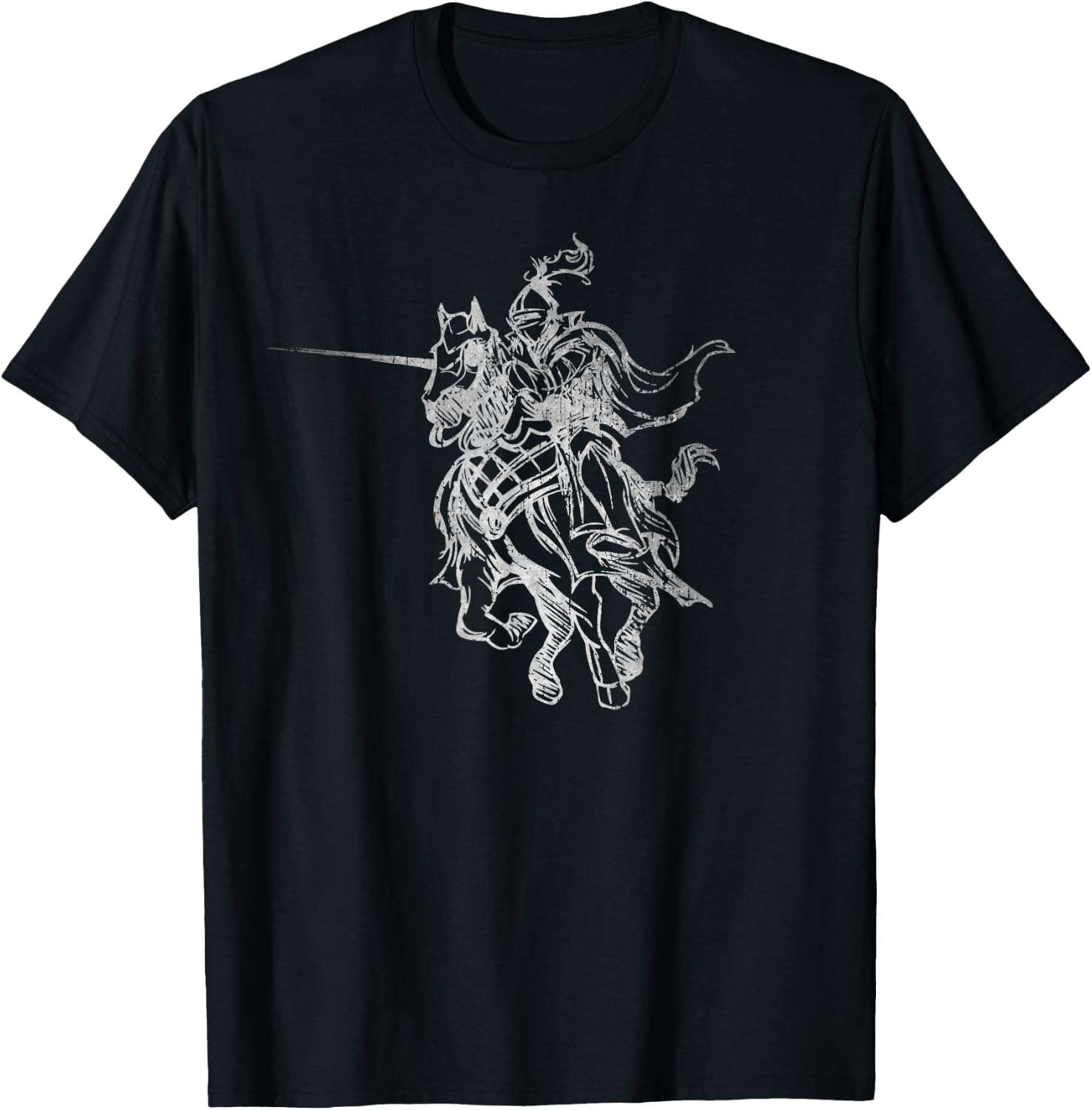 Medieval Knight Armor Riding Horse Jousting Retro Vintage T-Shirt - T-Shirt | Black