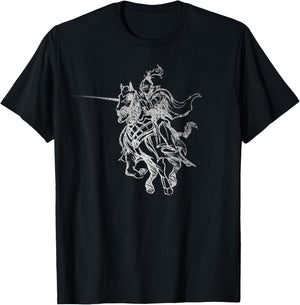 Medieval Knight Armor Riding Horse Jousting Retro Vintage T-Shirt - T-Shirt | Black