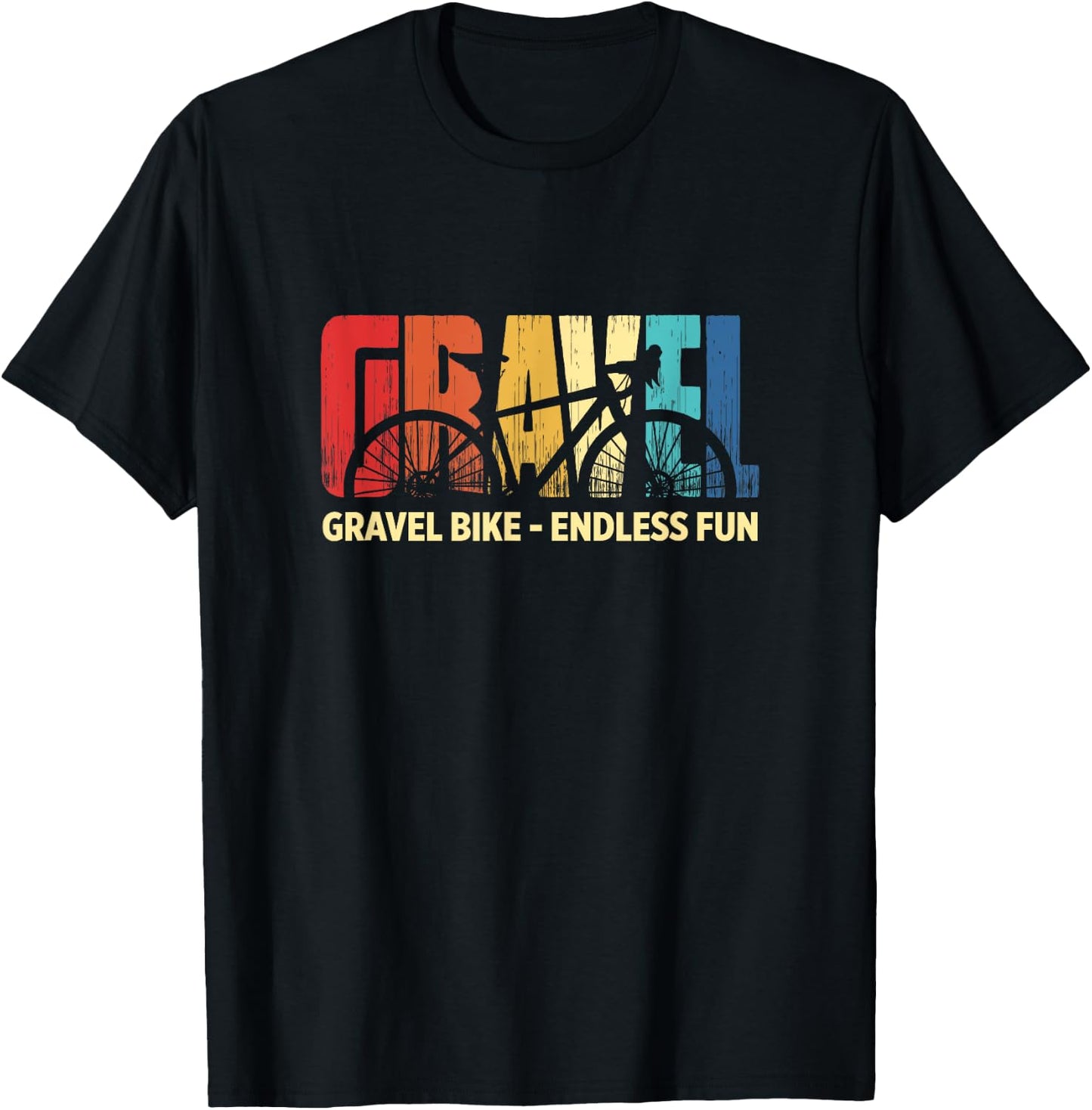 Gravel Bike Endless Fun Retro MTB Downhill Cyclist T-Shirt - T-Shirt | Black
